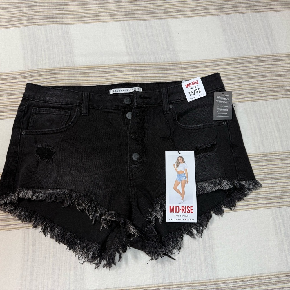 Celebrity Pink Women's Black Denim Shorts